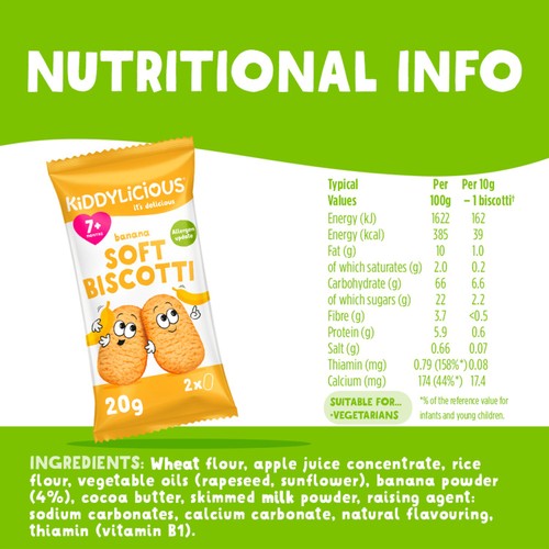 Kiddylicious Banana Soft Biscotti Baby Snacks Multi thumbnail 4