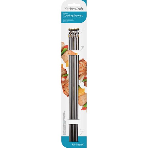 KitchenCraft Stainless Steel Flat Sided Skewers 30cm