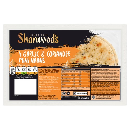 Sharwood's Garlic & Coriander Mini Naan Breads thumbnail 2