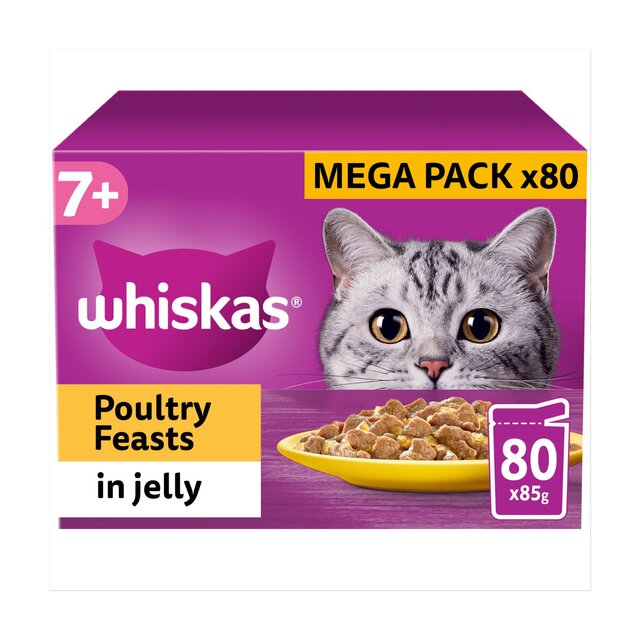 Whiskas 7+ Senior Wet Cat Food Poultry Feasts in Jelly