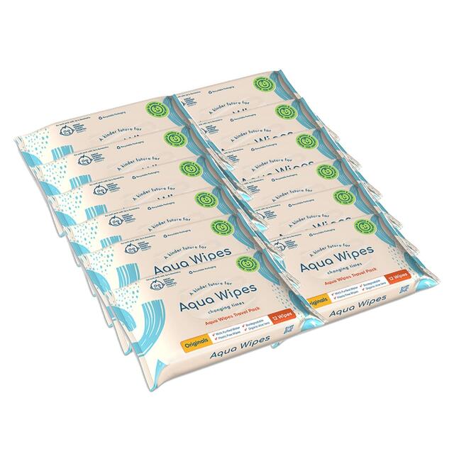 Aqua Wipes 100% Biodegradable Baby Wipes, Travel Multipack