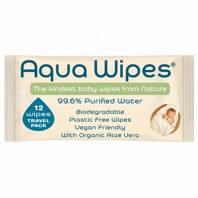 Aqua Wipes 100% Biodegradable Baby Wipes, Travel Multipack thumbnail 2