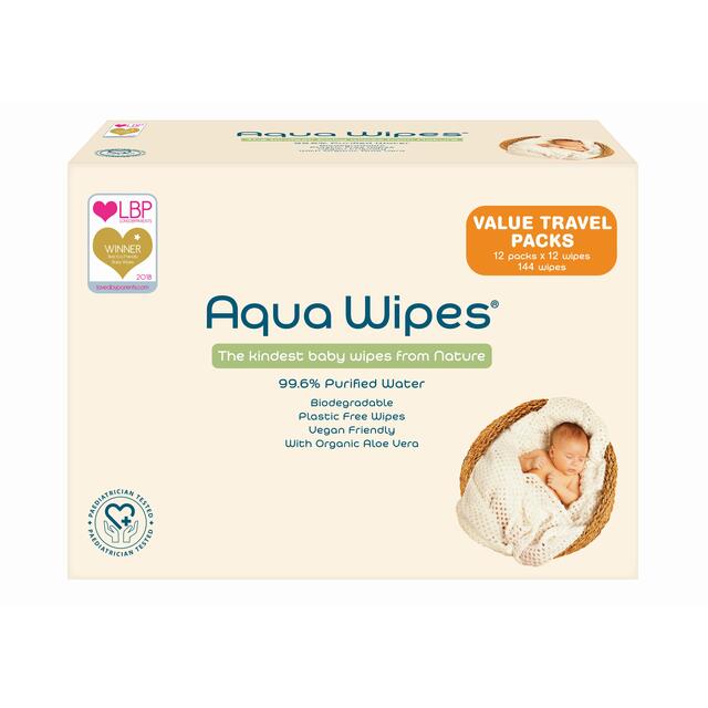 Aqua Wipes 100% Biodegradable Baby Wipes, Travel Multipack thumbnail 3