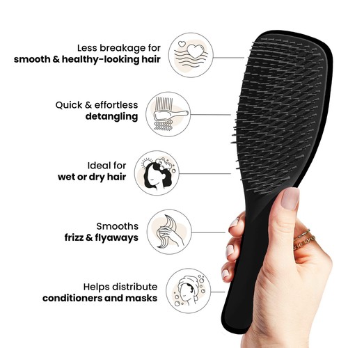 Tangle Teezer The Wet Detangler Hairbrush, Liquorice Black thumbnail 6