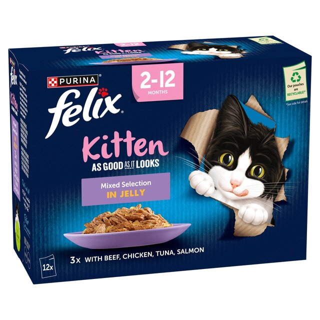 Felix As Good As it Looks Kitten Mixed in Jelly Wet Cat Food thumbnail 4