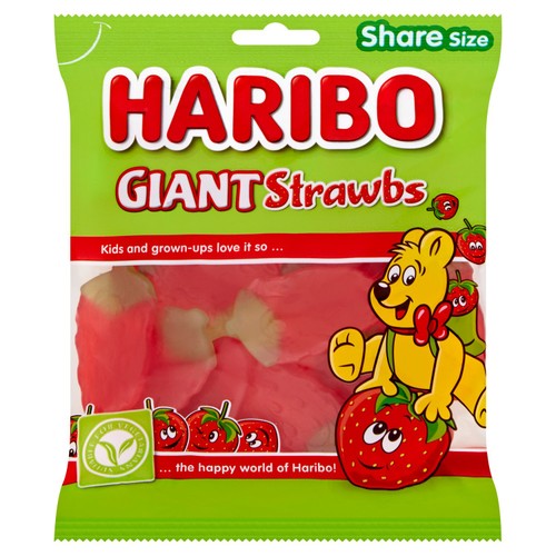 Haribo Giant Strawbs Vegetarian Sweets Sharing Bag thumbnail 2
