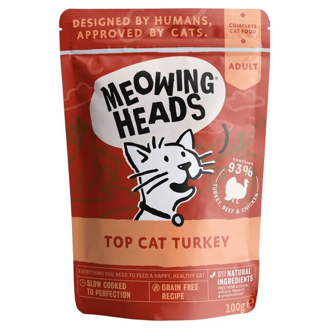 Meowing Heads Top Cat Turkey Wet Cat Food Pouch