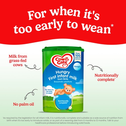 Cow & Gate Hungry First Infant Baby Milk Formula Powder from Birth thumbnail 8