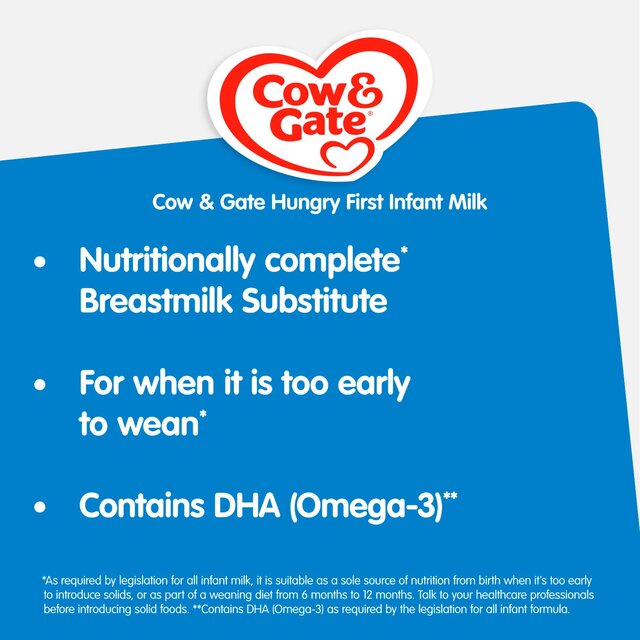 Cow & Gate Hungry First Infant Baby Milk Formula Powder from Birth thumbnail 3