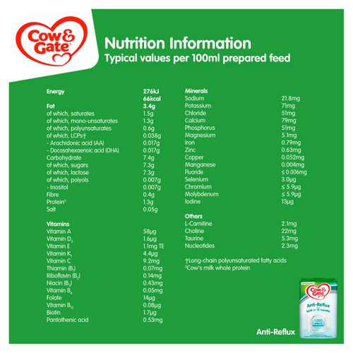 Cow & Gate Anti-Reflux Baby Milk Formula Powder from Birth thumbnail 8