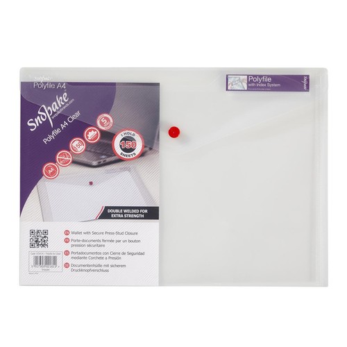 Snopake A4 Polyfile Folder, 1 Pack, Landscape, Clear