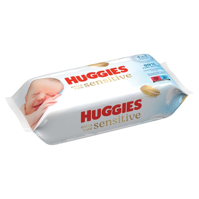 Huggies Extra Care Sensitive 99% Water Baby Wipes thumbnail 2