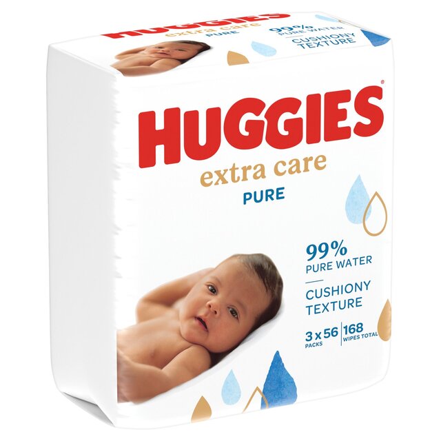 Huggies Extra Care Sensitive 99% Water Baby Wipes, Jumbo Pack thumbnail 3