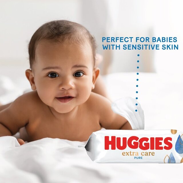 Huggies Extra Care Sensitive 99% Water Baby Wipes, Jumbo Pack thumbnail 4