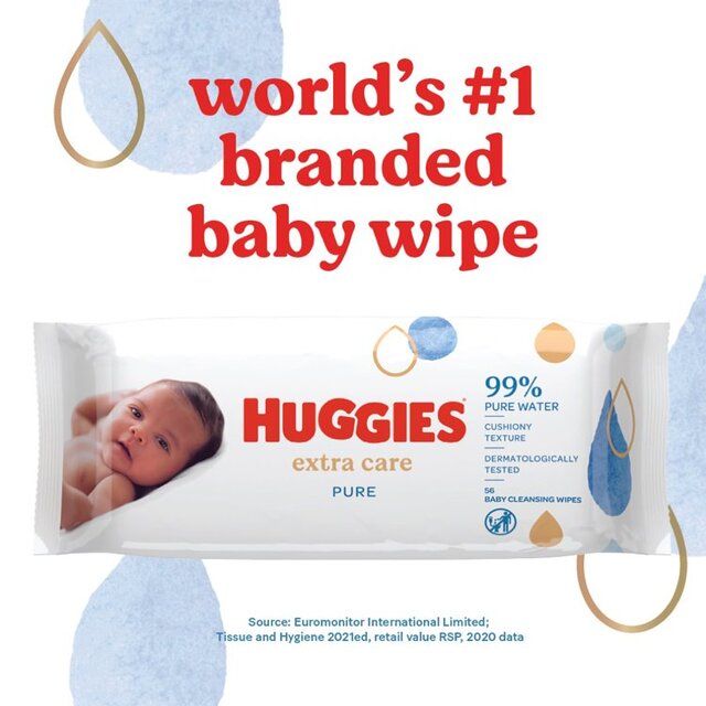 Huggies Extra Care Sensitive 99% Water Baby Wipes, Jumbo Pack thumbnail 5