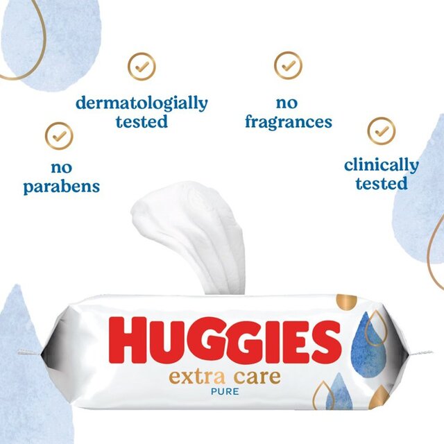Huggies Extra Care Sensitive 99% Water Baby Wipes, Jumbo Pack thumbnail 6