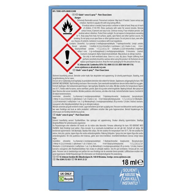 Glade Sense & Spray Holder & Refill Clean Linen Air Freshener thumbnail 3