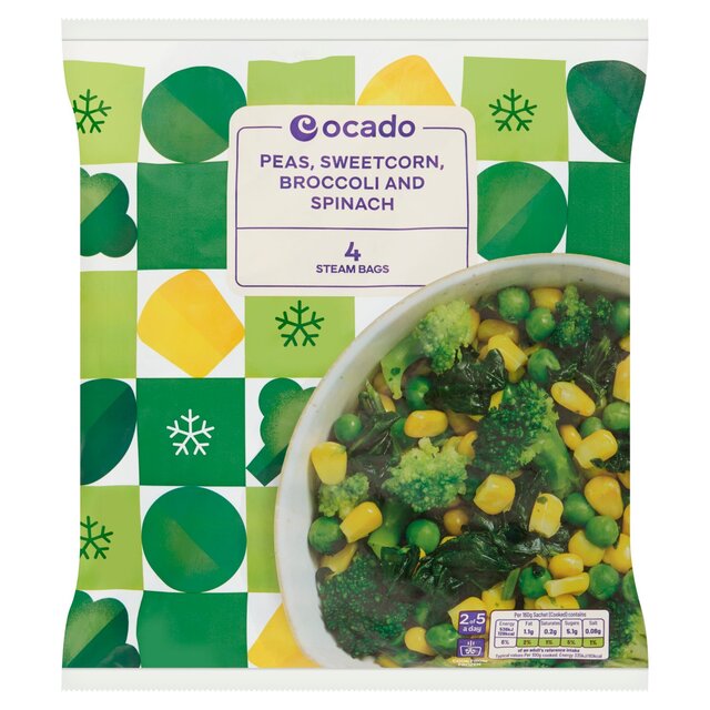 Ocado Frozen 4 Steam Bags Mixed Greens & Sweetcorn thumbnail 2