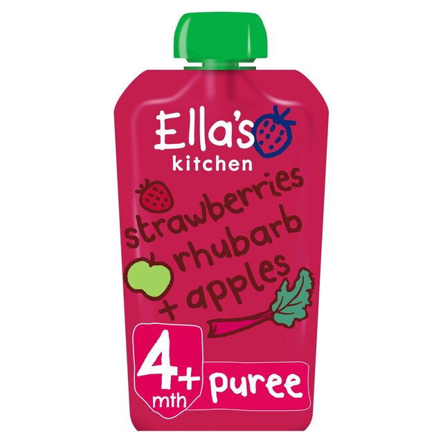 Ella's Kitchen Strawberries, Rhubarb & Apples Baby Food Pouch 4+ Months