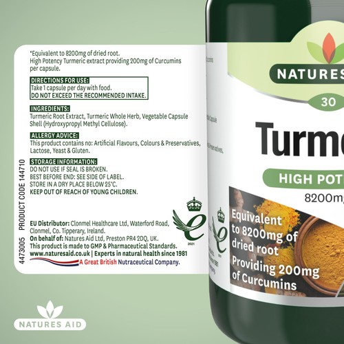 Natures Aid Superfoods Tumeric Supplement Capsules 8200mg thumbnail 5