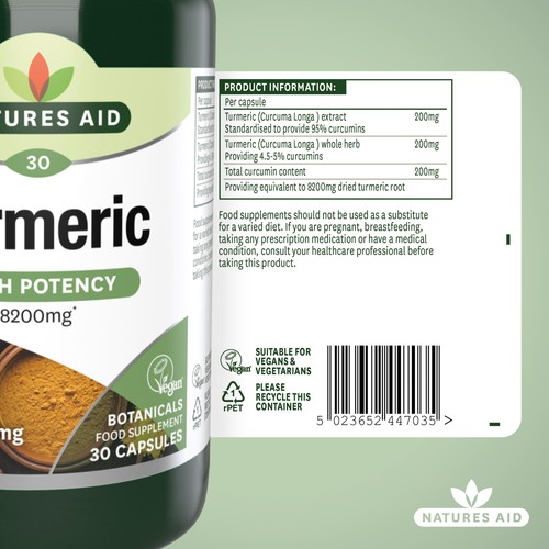 Natures Aid Superfoods Tumeric Supplement Capsules 8200mg thumbnail 6