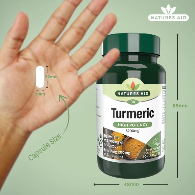 Natures Aid Superfoods Tumeric Supplement Capsules 8200mg thumbnail 3