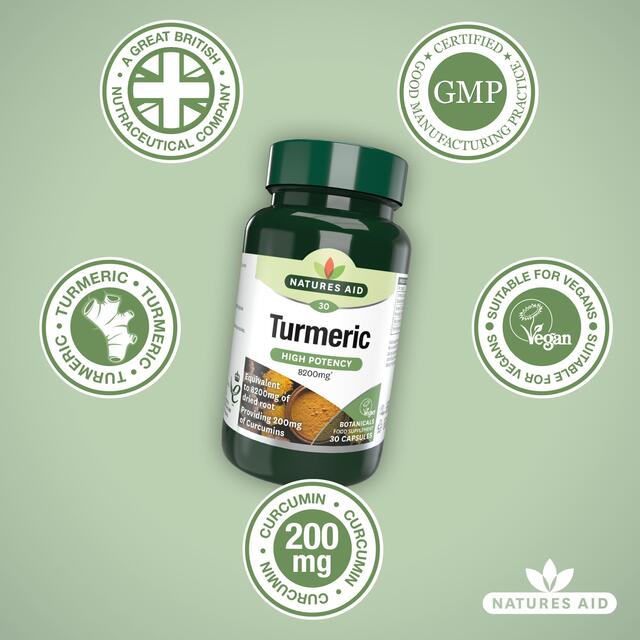Natures Aid Superfoods Tumeric Supplement Capsules 8200mg thumbnail 4