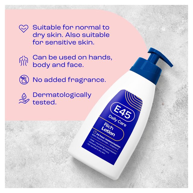 E45 Rich 24h Moisturiser Lotion for Very Dry Skin thumbnail 4