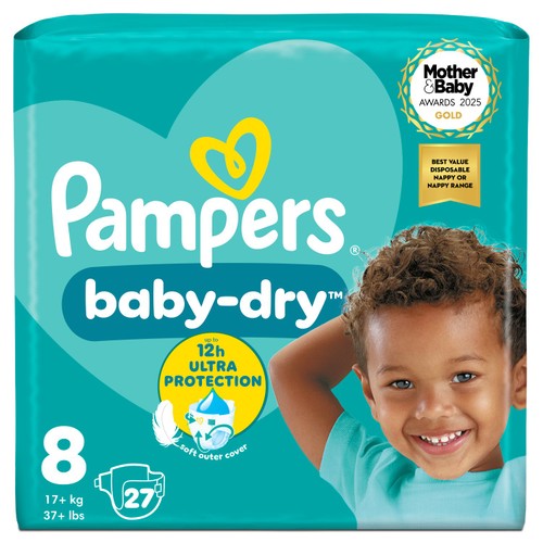Pampers Baby-Dry Nappies, Size 8 (17kg+) Essential Pack thumbnail 2