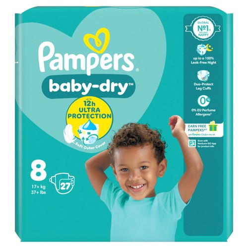 Pampers Baby-Dry Nappies, Size 8 (17kg+) Essential Pack thumbnail 10