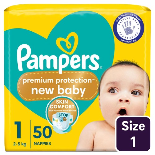 Pampers New Baby Nappies, Size 1 (2-5kg) Essential Pack