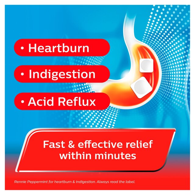 Rennie Peppermint Heartburn & Indigestion Relief Tablets thumbnail 3