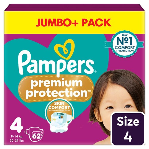 Pampers Premium Protection Nappies, Size 4 (9-14kg) Jumbo+ Pack