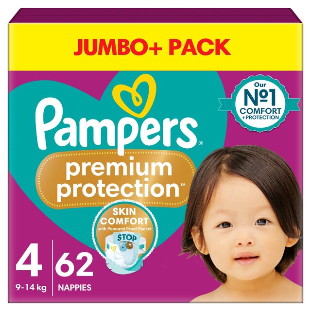 Pampers Premium Protection Nappies, Size 4 (9-14kg) Jumbo+ Pack