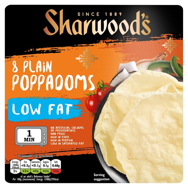 Sharwood's Low Fat Plain Poppadoms thumbnail 2