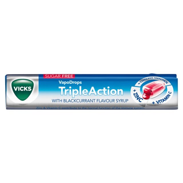 Vicks Triple Action Lozenges Blackcurrent Sugar Free