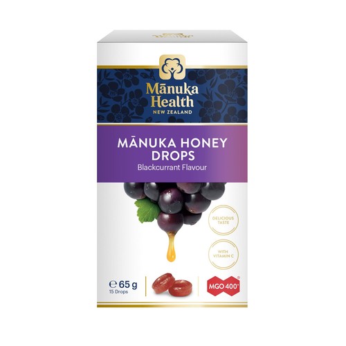 Manuka Health MGO 400+ Manuka Honey Lozenge Drops with Blackcurrant