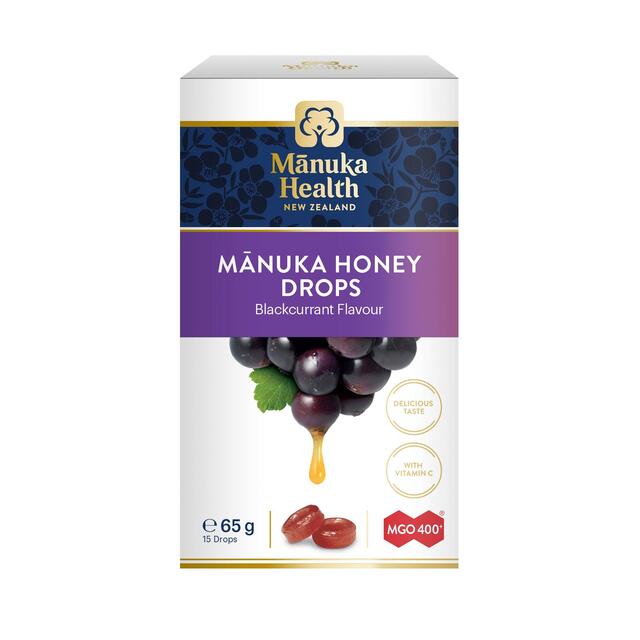 Manuka Health MGO 400+ Manuka Honey Lozenge Drops with Blackcurrant