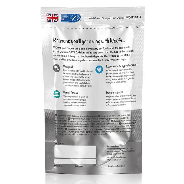 Woofs Cod Fingers Dog Treats - 100% Natural MSC Fish thumbnail 4