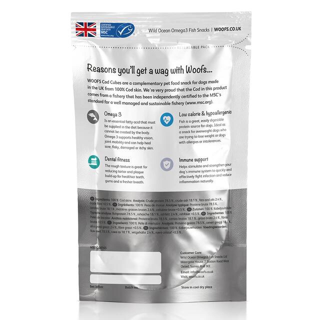 Woofs Cod Cubes Dog Treats - 100% Natural MSC Fish thumbnail 4