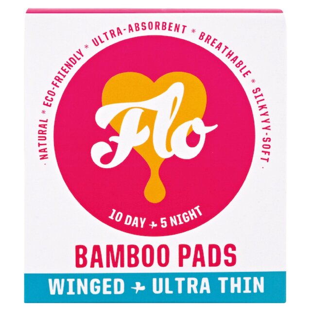 FLO Bamboo Sanitary Night & Day Pads, Winged & Ultra Thin