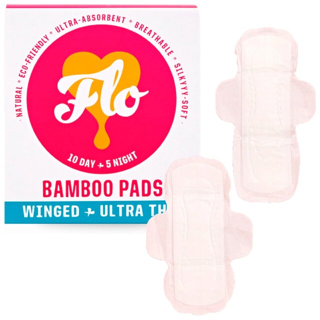 FLO Bamboo Sanitary Night & Day Pads, Winged & Ultra Thin thumbnail 2