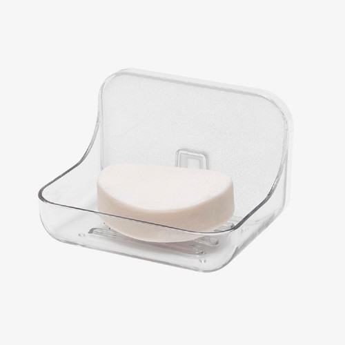 Addis Invisifix Bathroom Soap Dish Tray with Wall Mount Storage, Clear thumbnail 4