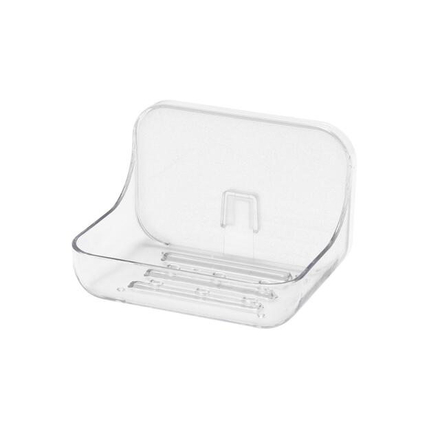 Addis Invisifix Bathroom Soap Dish Tray with Wall Mount Storage, Clear thumbnail 2