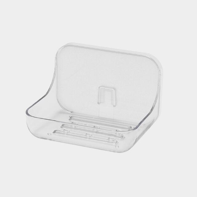 Addis Invisifix Bathroom Soap Dish Tray with Wall Mount Storage, Clear thumbnail 3