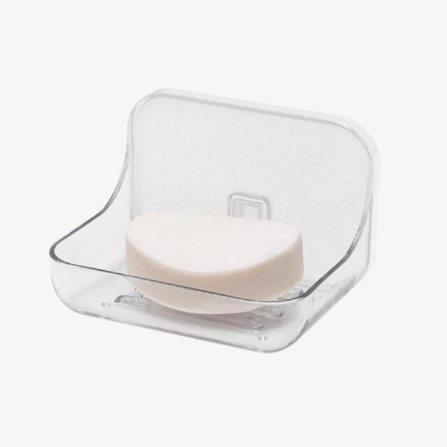 Addis Invisifix Bathroom Soap Dish Tray with Wall Mount Storage, Clear thumbnail 4