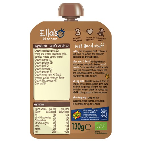 Ella's Kitchen Beef Stew Baby Food Pouch 7+ Months thumbnail 2