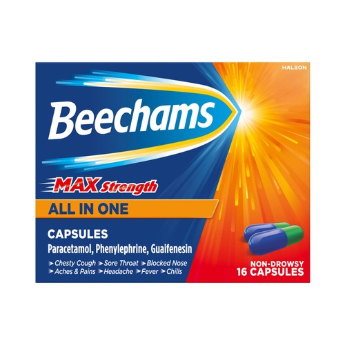 Beechams Cold & Flu Max Strength Cough & Congestion Relief Capsules 16