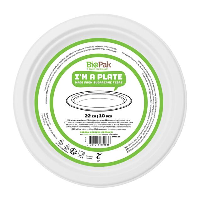 White 22cm Bagasse Party Plates