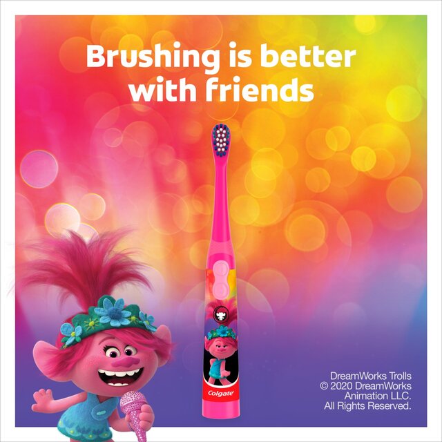 Colgate Kids Battery Toothbrush Extra Soft Trolls 3+ Years thumbnail 3
